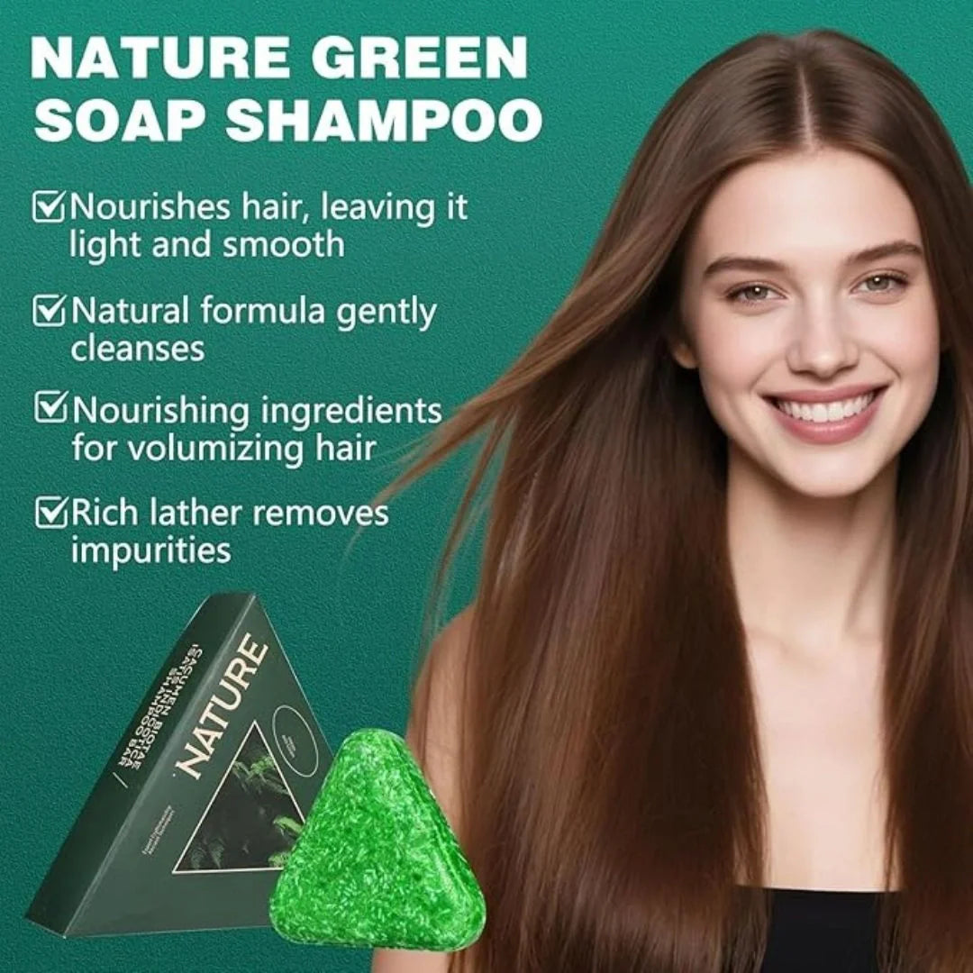 Nature Herbal Green Triangle Shampoo Bar Soap