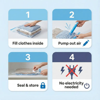 Vacuum Storage Bags with Hand Pump(Pack of 5 Bags)